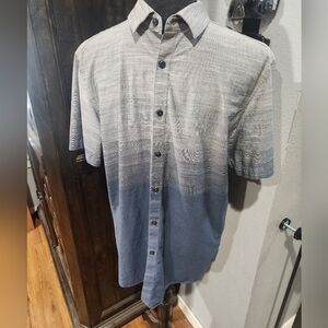 Men's Gray and Blue Button-Up Jacket